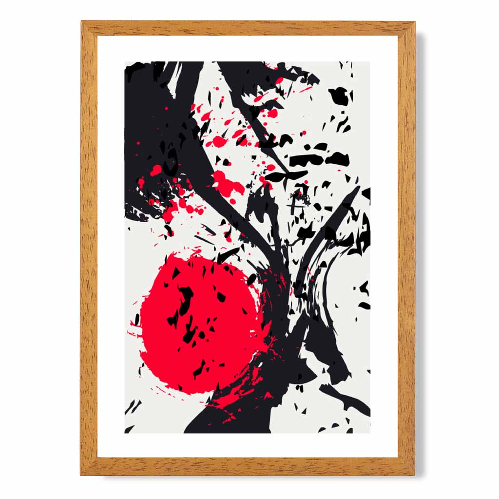 Modern Graphical Red, Black Splashes Art Poster | Wall Art Plaza