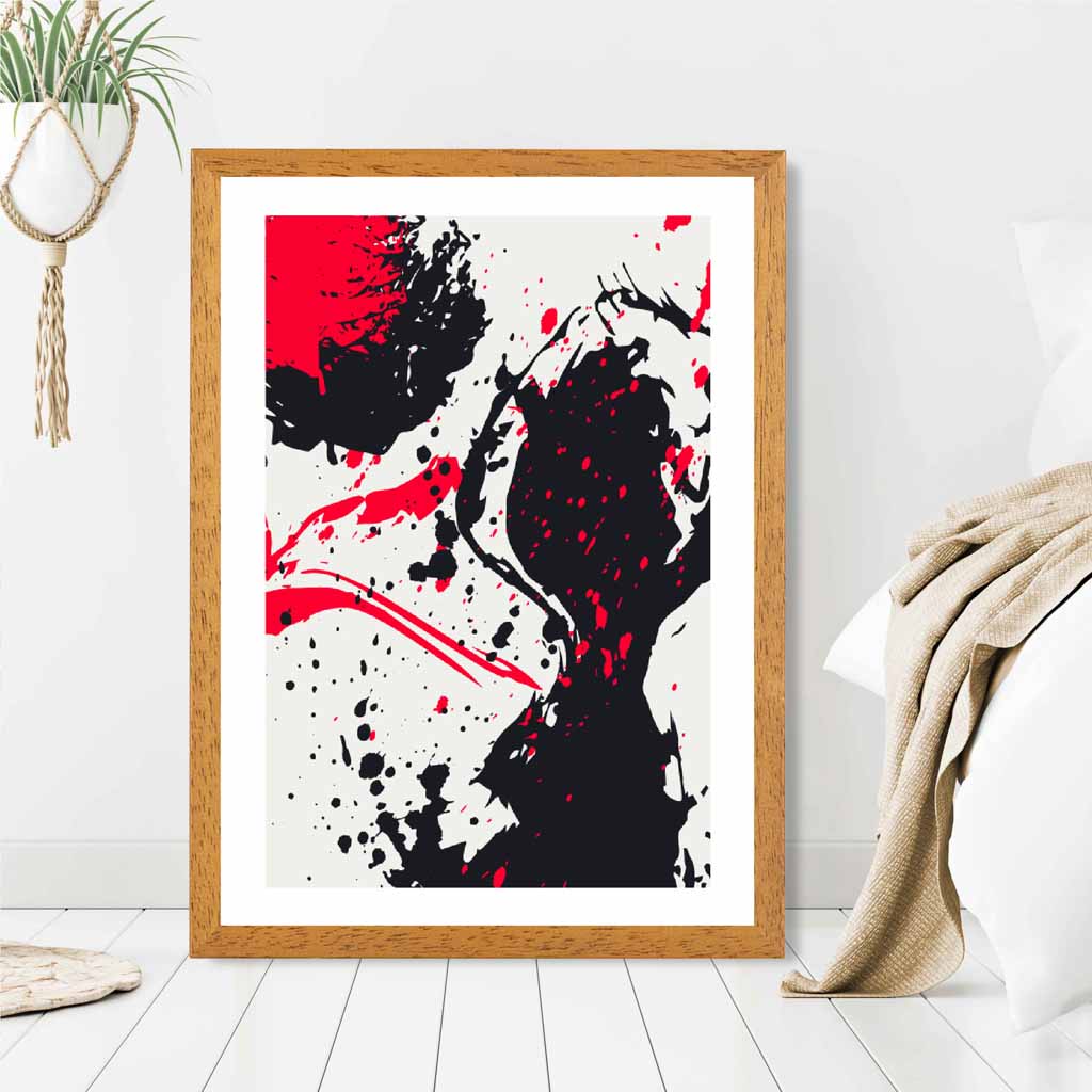 Modern Graphical Red, Black Abstract Art Poster | Wall Art Plaza