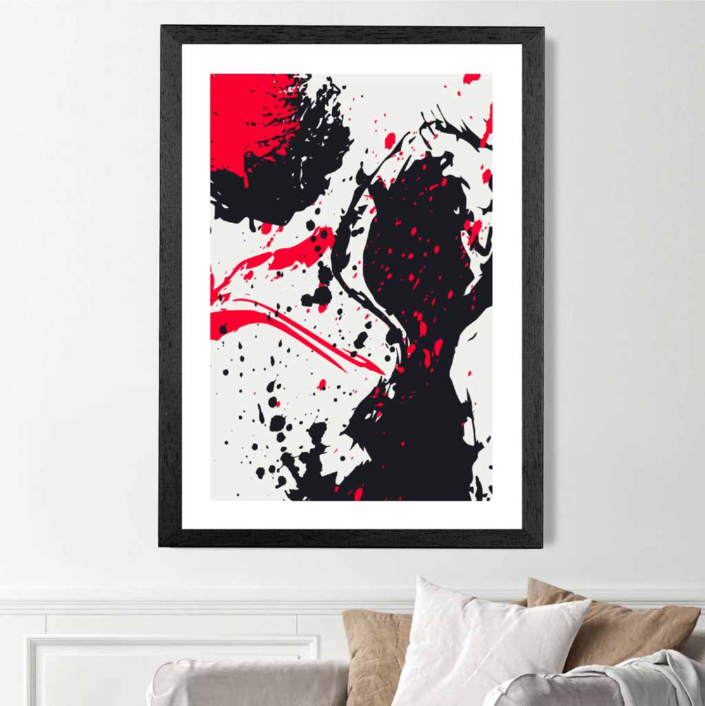 Modern Graphical Red, Black Abstract Art Poster | Wall Art Plaza