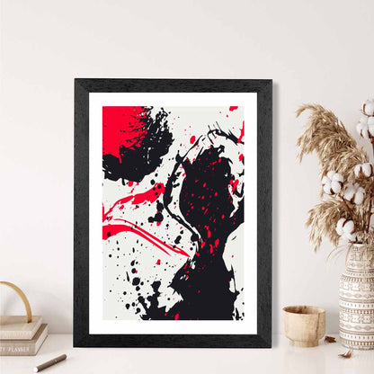 Modern Graphical Red, Black Abstract Art Poster | Wall Art Plaza