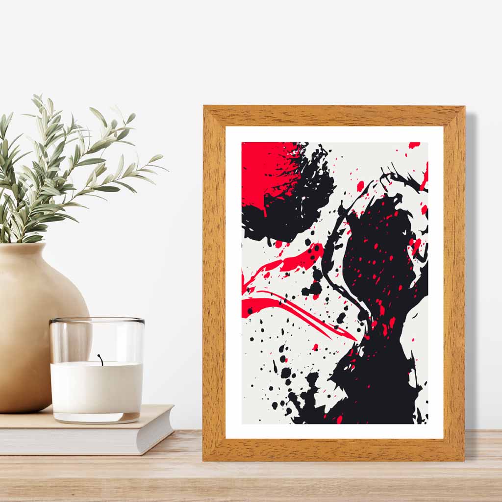 Modern Graphical Red, Black Abstract Art Poster | Wall Art Plaza