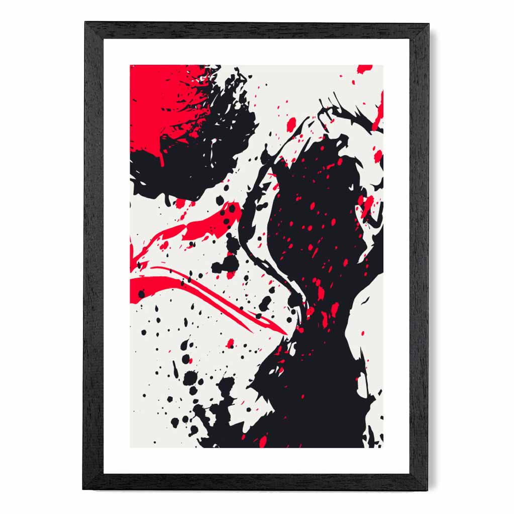 Modern Graphical Red, Black Abstract Art Poster | Wall Art Plaza