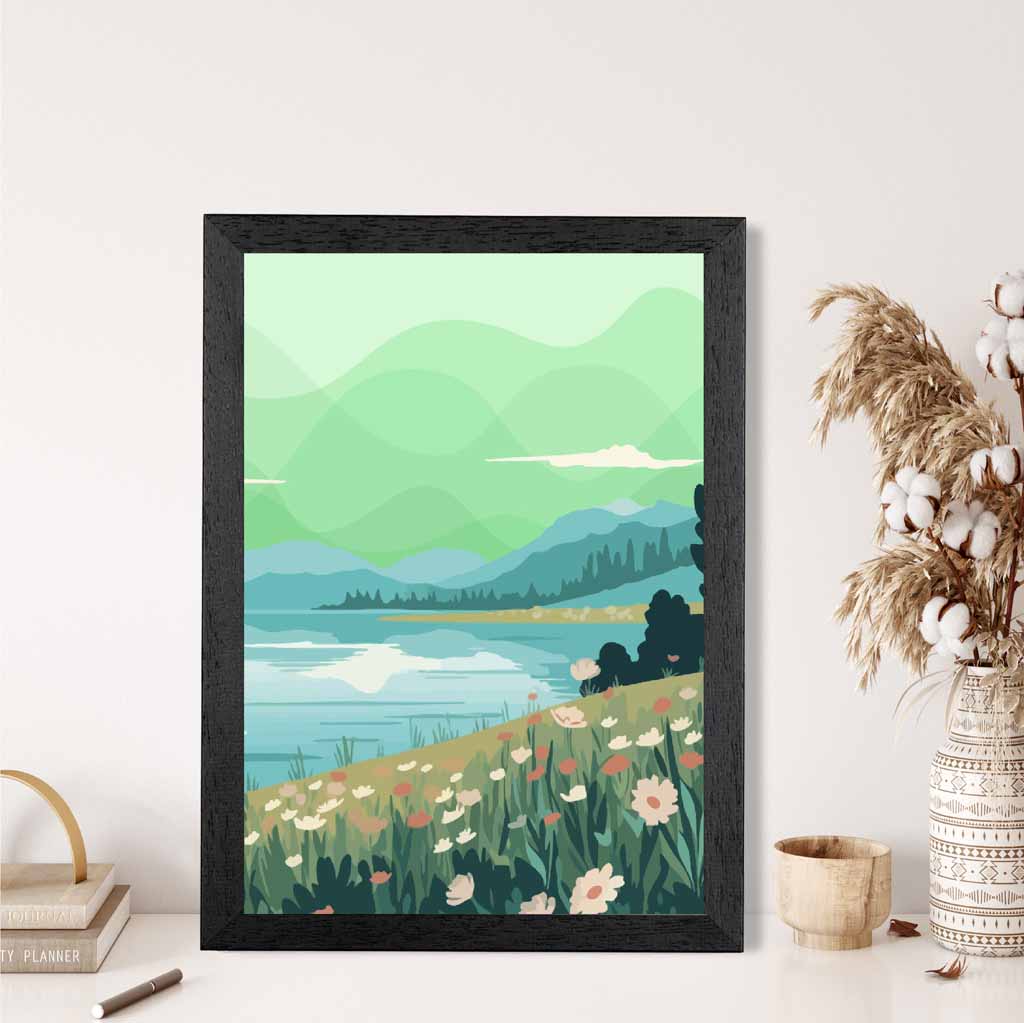 Modern Green, Blue Coastal Art Print | Wall Art Plaza