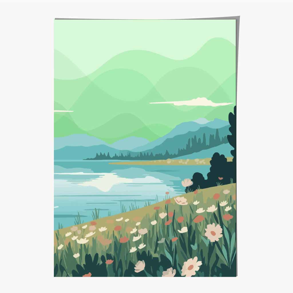 Modern Green, Blue Coastal Art Print | Wall Art Plaza