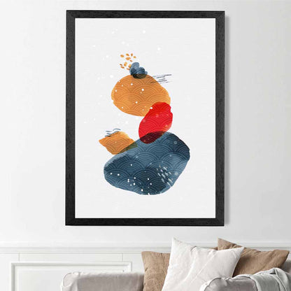 Modern Abstract Blue, Red Shapes Art Print | Wall Art Plaza