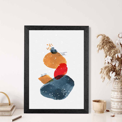 Modern Abstract Blue, Red Shapes Art Print | Wall Art Plaza