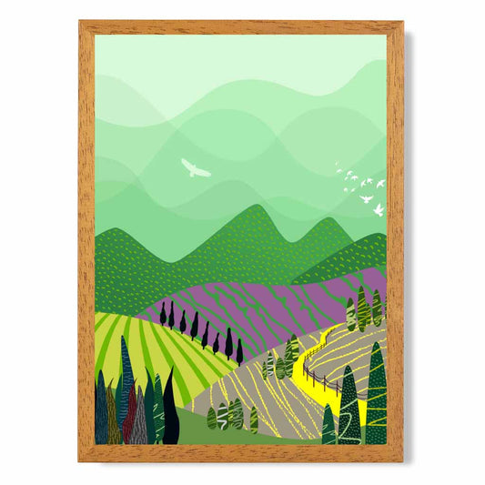 Boho Green, Purple Hills Art Print | Wall Art Plaza