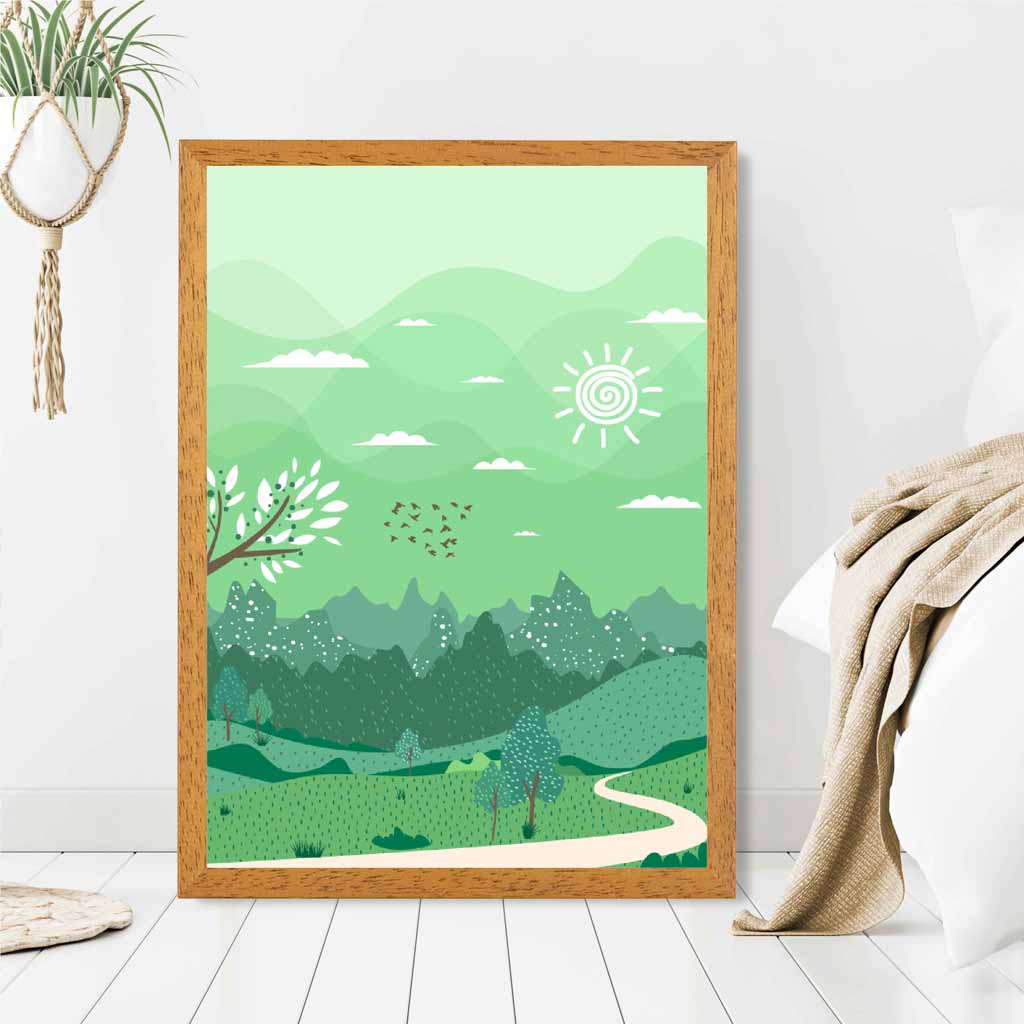 Modern Quirky Green Country Park No 1 Art Print | Wall Art Plaza