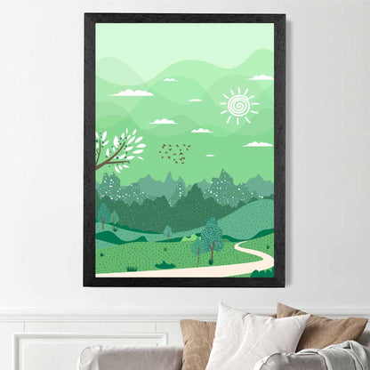 Modern Quirky Green Country Park No 1 Art Print | Wall Art Plaza