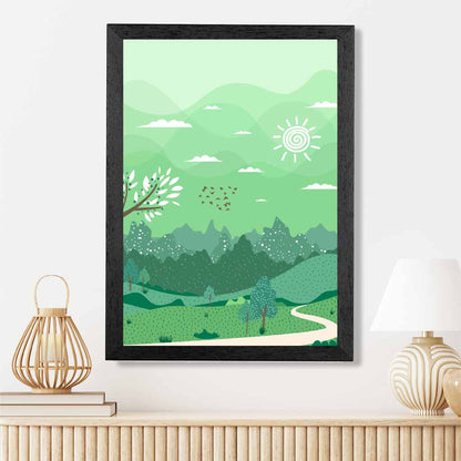 Modern Quirky Green Country Park No 1 Art Print | Wall Art Plaza