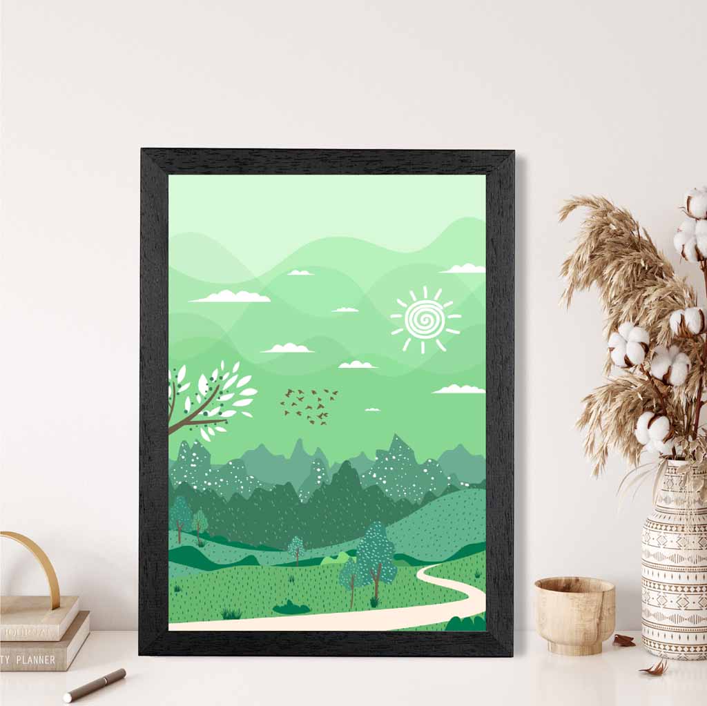 Modern Quirky Green Country Park No 1 Art Print | Wall Art Plaza