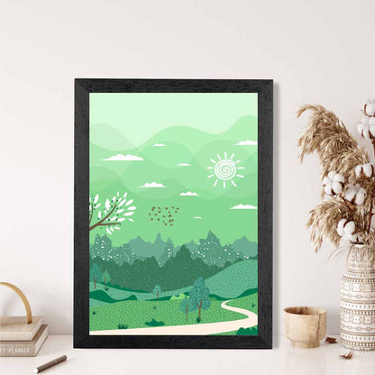 Modern Quirky Green Country Park No 1 Art Print | Wall Art Plaza