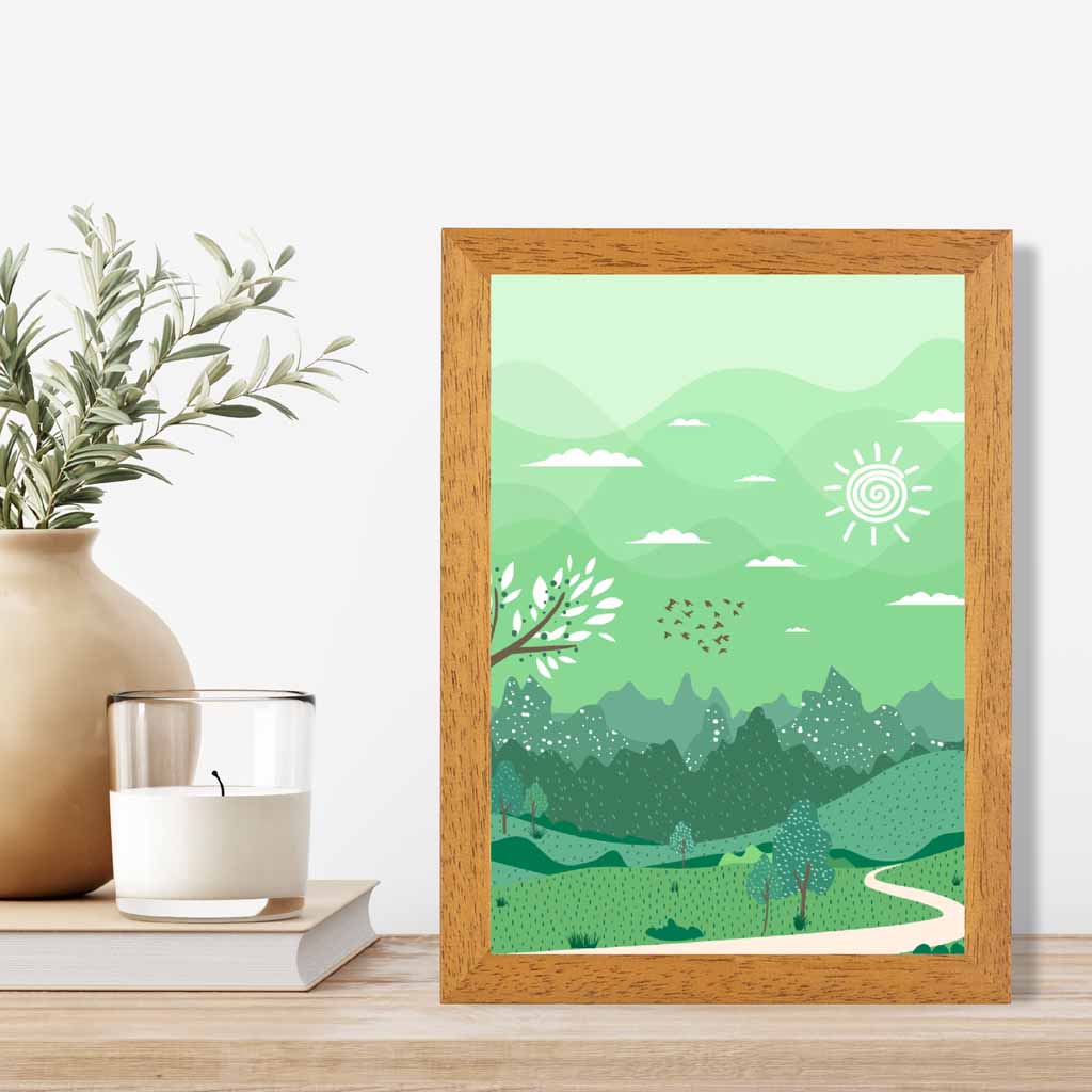 Modern Quirky Green Country Park No 1 Art Print | Wall Art Plaza