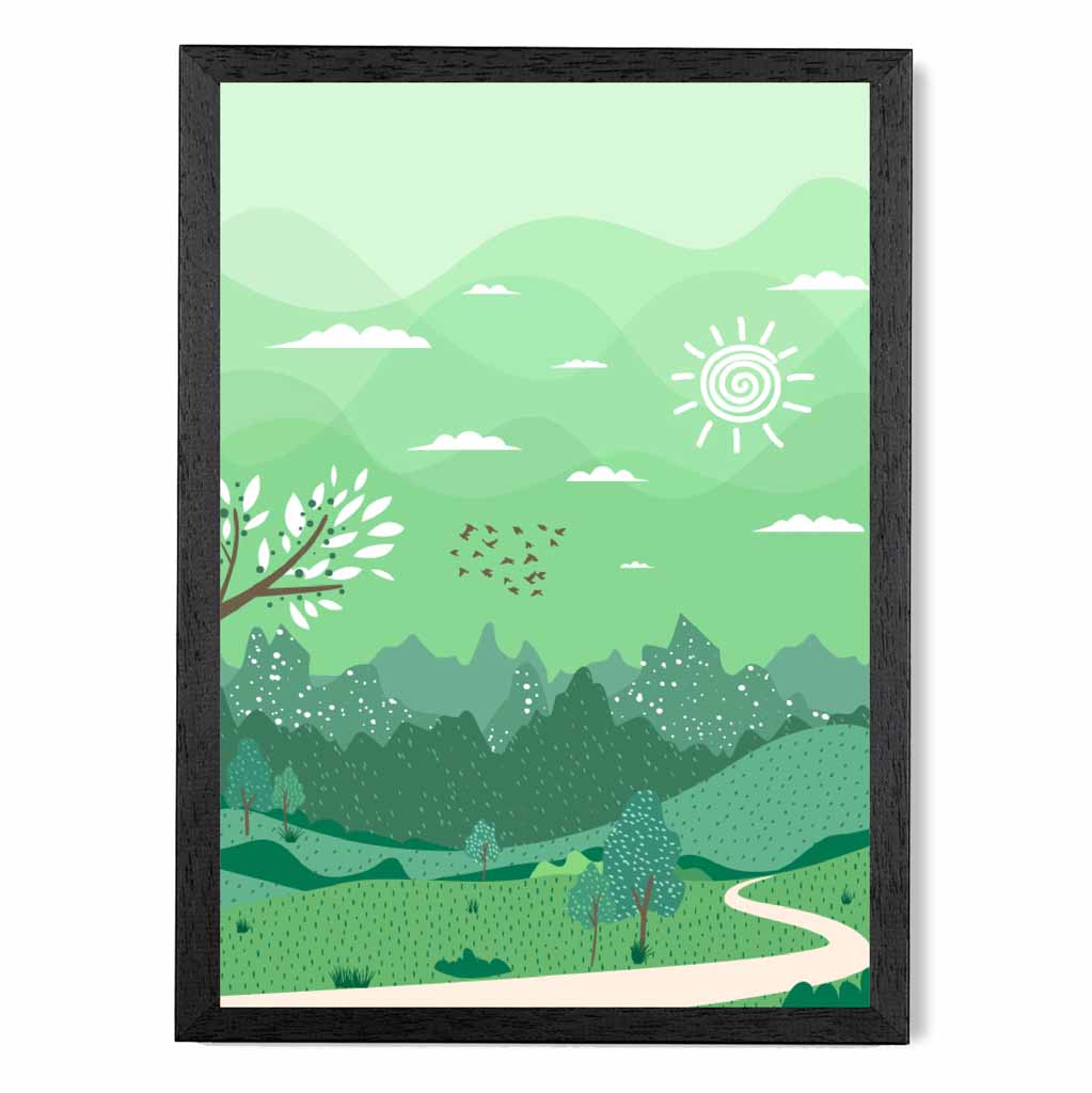 Modern Quirky Green Country Park No 1 Art Print | Wall Art Plaza