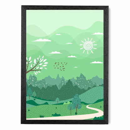 Modern Quirky Green Country Park No 1 Art Print | Wall Art Plaza
