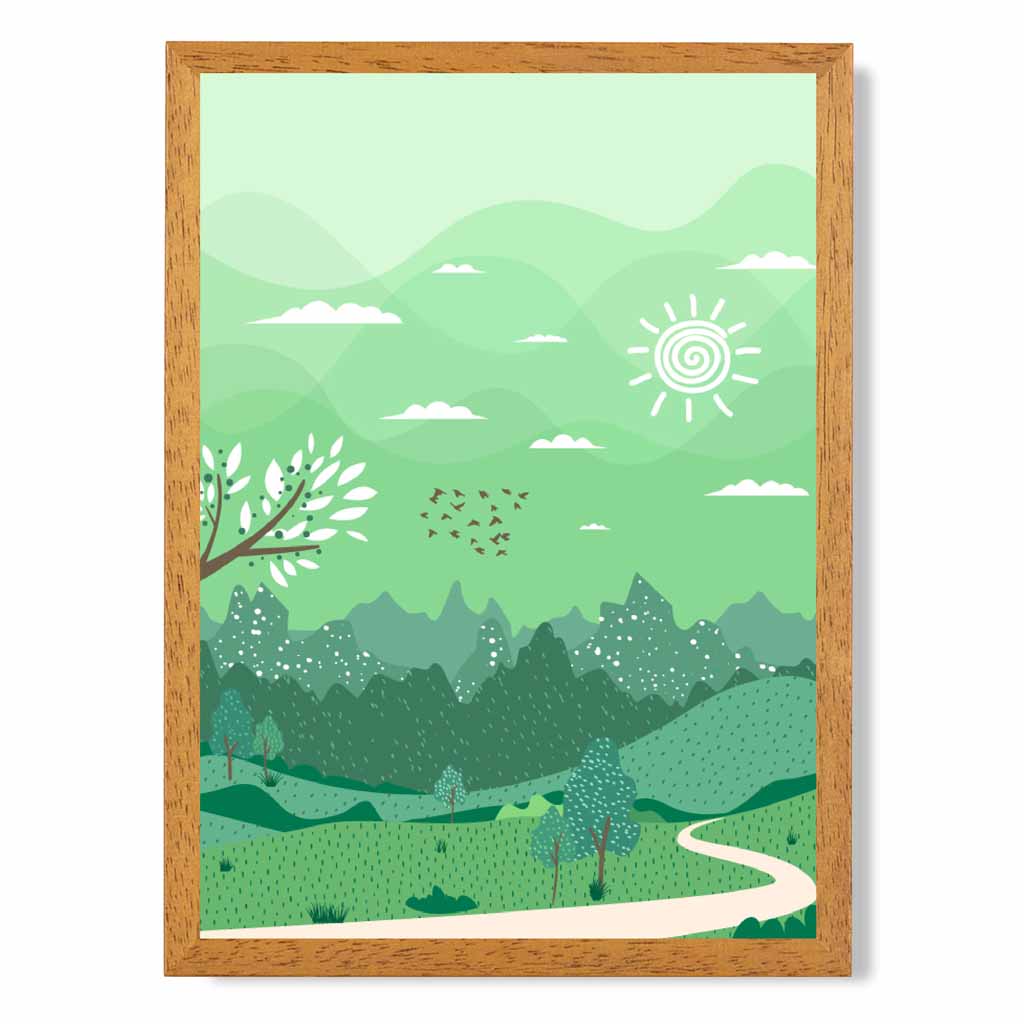 Modern Quirky Green Country Park No 1 Art Print | Wall Art Plaza