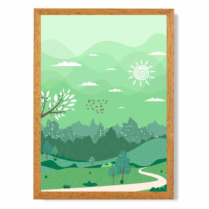 Modern Quirky Green Country Park No 1 Art Print | Wall Art Plaza