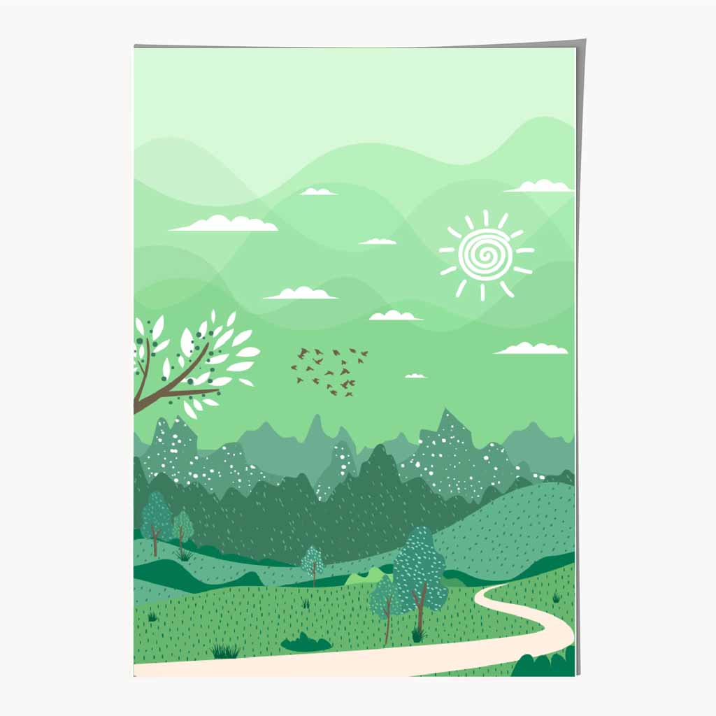 Modern Quirky Green Country Park No 1 Art Print | Wall Art Plaza