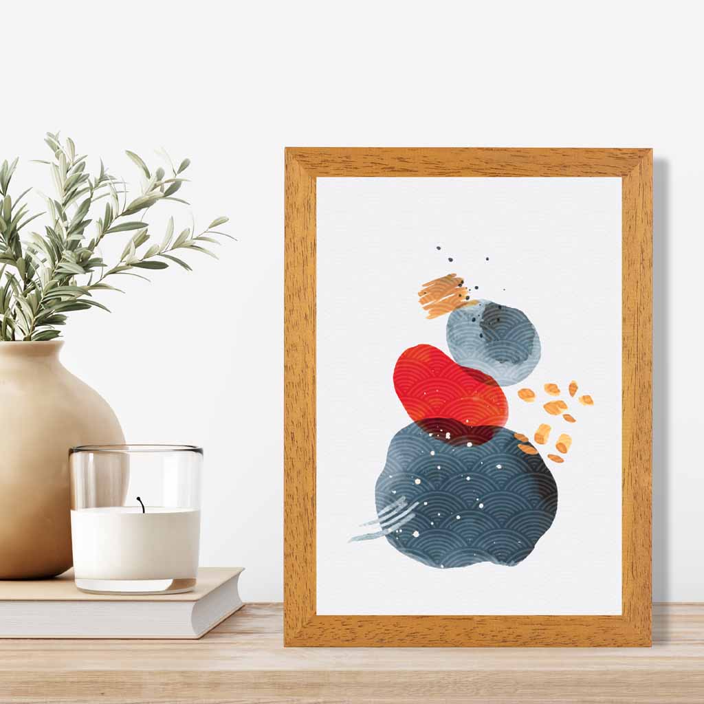 Modern Abstract Red, Blue Shapes Art Print | Wall Art Plaza