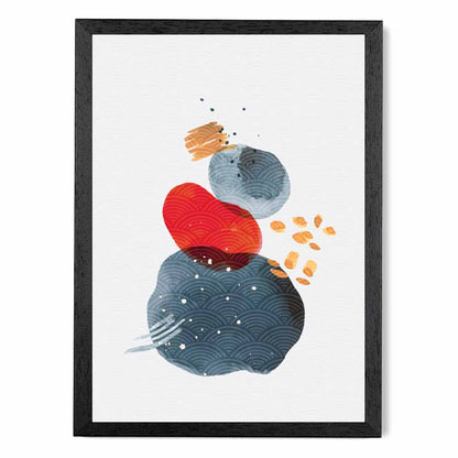 Modern Abstract Red, Blue Shapes Art Print | Wall Art Plaza