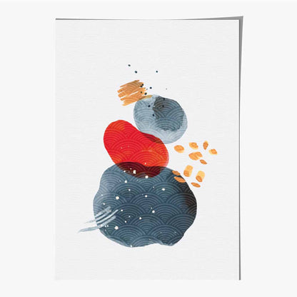 Modern Abstract Red, Blue Shapes Art Print | Wall Art Plaza