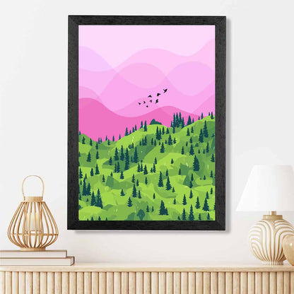 Modern Graphical Pink, Green Trees Art Poster | Wall Art Plaza