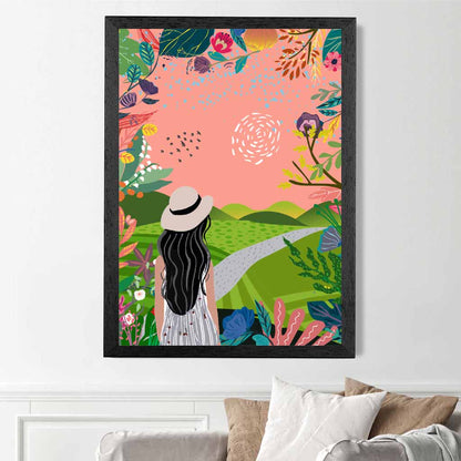 Quirky Modern Pink, Colourful Floral Park No 2 Art Print | Wall Art Plaza