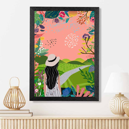 Quirky Modern Pink, Colourful Floral Park No 2 Art Print | Wall Art Plaza