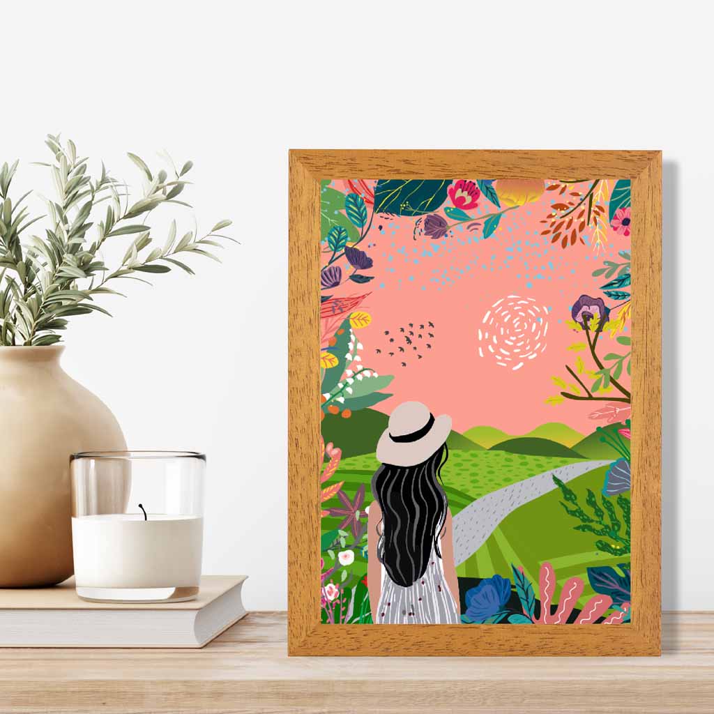 Quirky Modern Pink, Colourful Floral Park No 2 Art Print | Wall Art Plaza