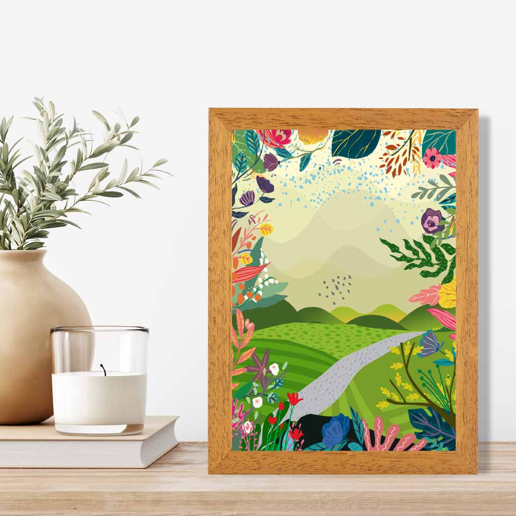 Modern Quirky Green, Colourful Floral Park No 3 Art Print | Wall Art Plaza