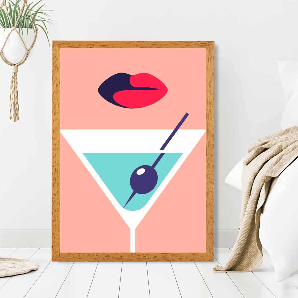 Quirky Modern Pink, Blue Fashion Cocktail No 2 Art Print | Wall Art Plaza