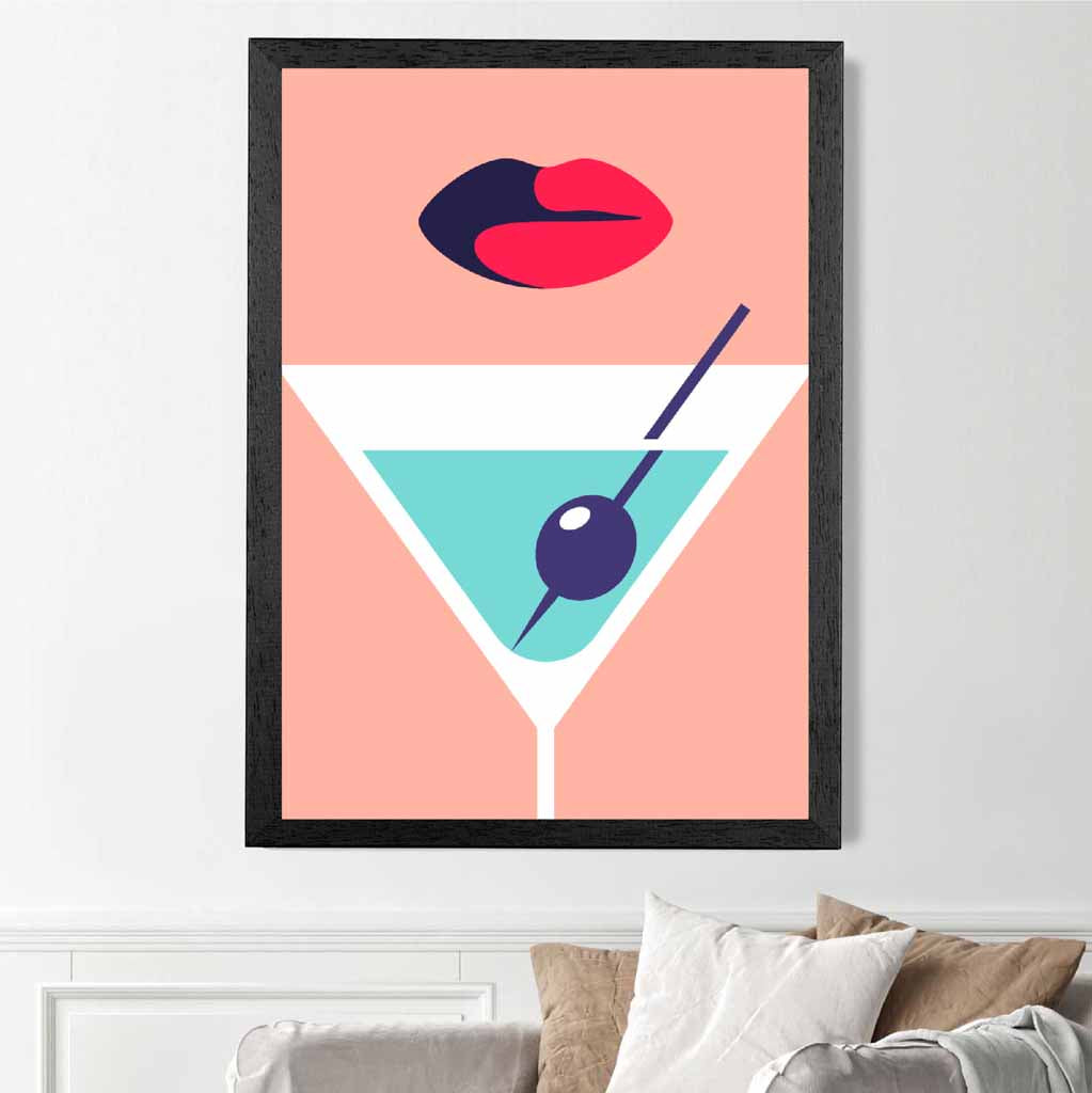 Quirky Modern Pink, Blue Fashion Cocktail No 2 Art Print | Wall Art Plaza