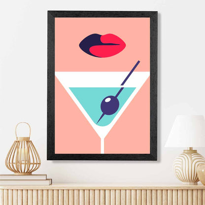 Quirky Modern Pink, Blue Fashion Cocktail No 2 Art Print | Wall Art Plaza