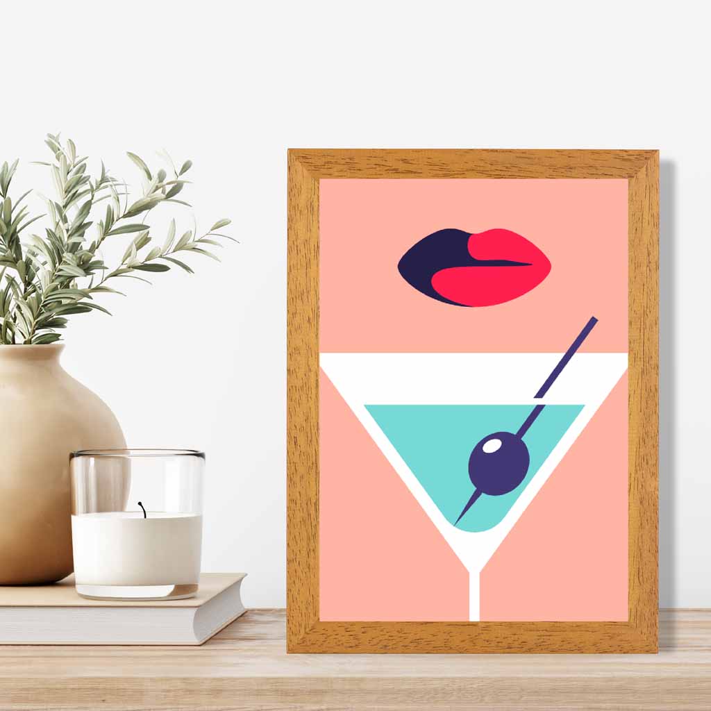 Quirky Modern Pink, Blue Fashion Cocktail No 2 Art Print | Wall Art Plaza