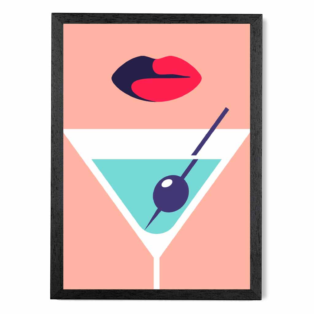 Quirky Modern Pink, Blue Fashion Cocktail No 2 Art Print | Wall Art Plaza