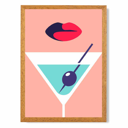 Quirky Modern Pink, Blue Fashion Cocktail No 2 Art Print | Wall Art Plaza