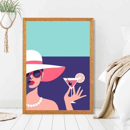 Modern Quirky Pink, Purple Fashion Cocktail No 3 Art Print | Wall Art Plaza