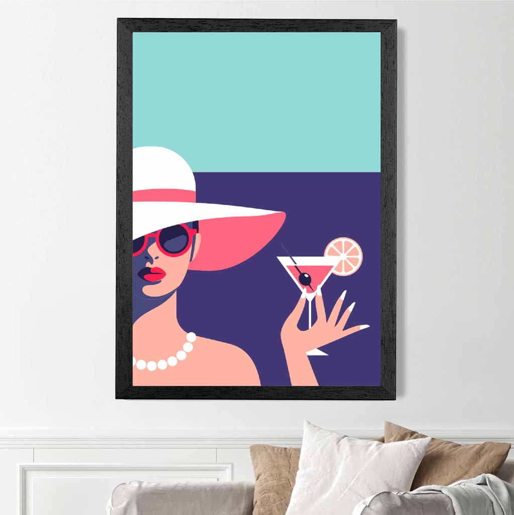 Modern Quirky Pink, Purple Fashion Cocktail No 3 Art Print | Wall Art Plaza