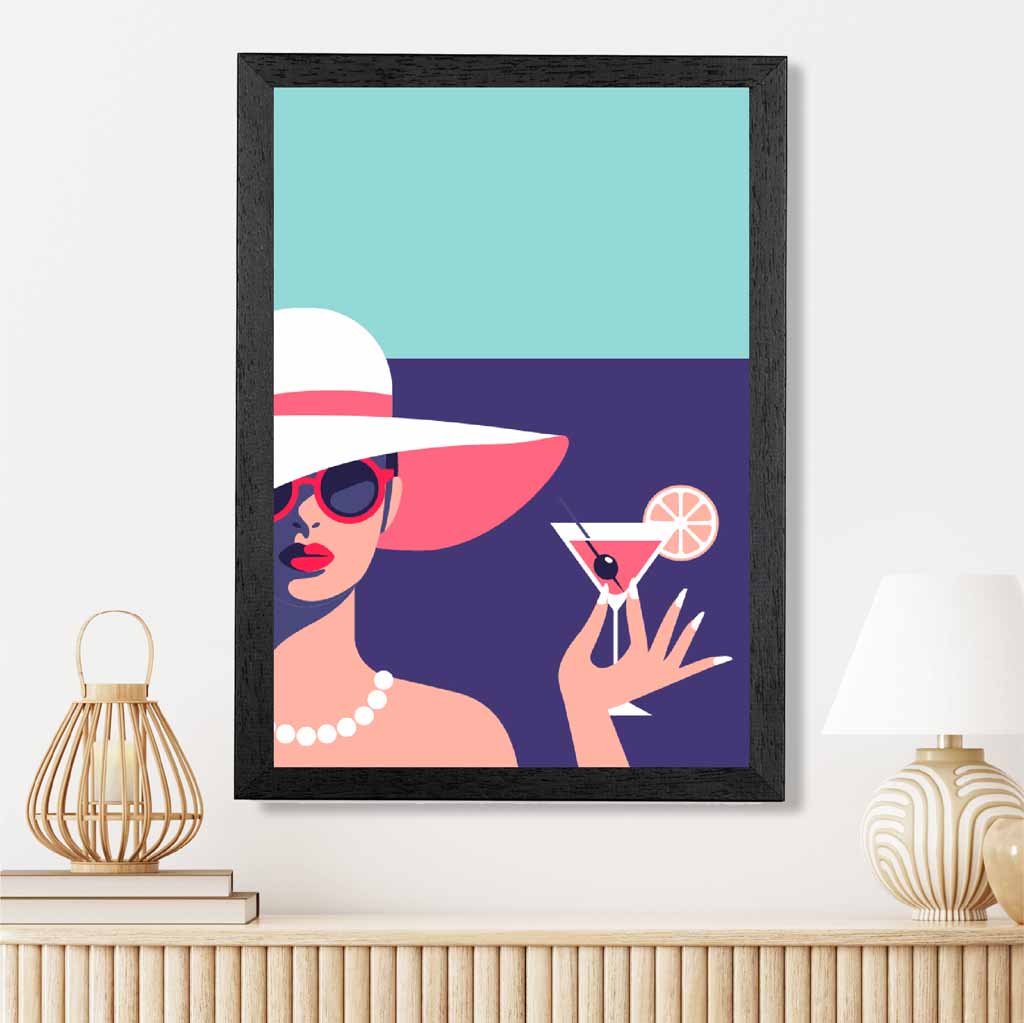 Modern Quirky Pink, Purple Fashion Cocktail No 3 Art Print | Wall Art Plaza