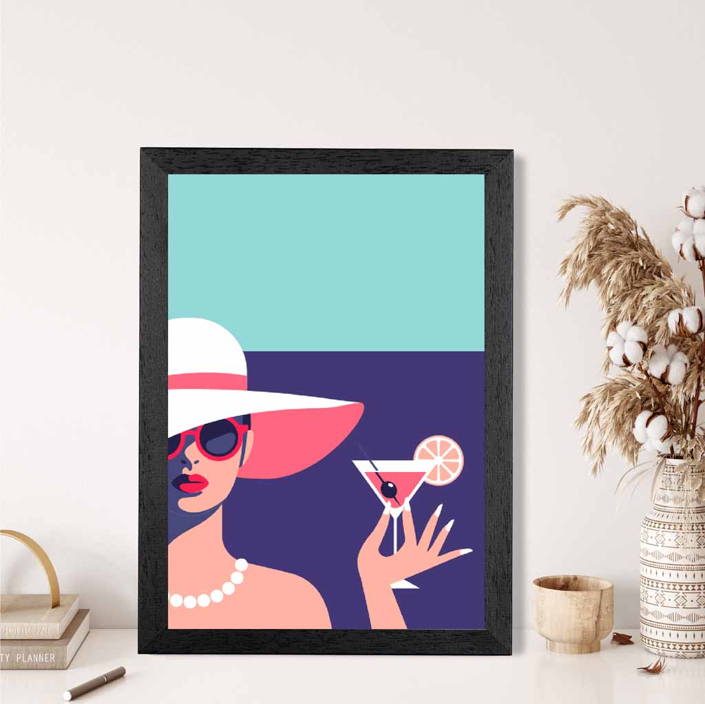 Modern Quirky Pink, Purple Fashion Cocktail No 3 Art Print | Wall Art Plaza