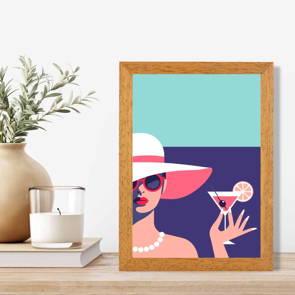 Modern Quirky Pink, Purple Fashion Cocktail No 3 Art Print | Wall Art Plaza