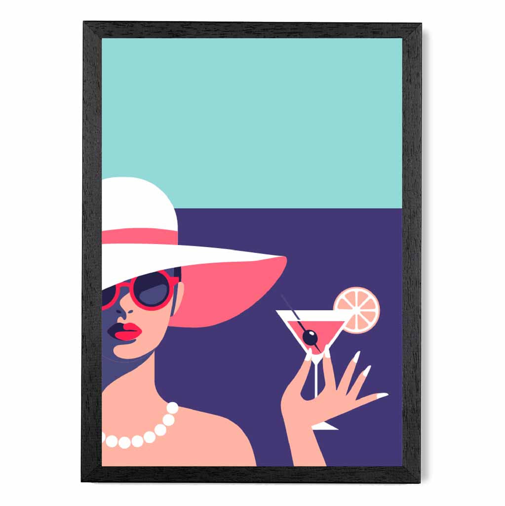 Modern Quirky Pink, Purple Fashion Cocktail No 3 Art Print | Wall Art Plaza