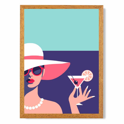 Modern Quirky Pink, Purple Fashion Cocktail No 3 Art Print | Wall Art Plaza