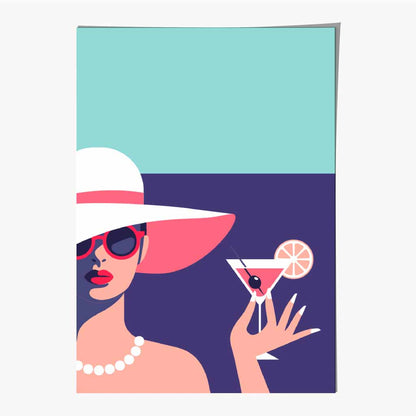 Modern Quirky Pink, Purple Fashion Cocktail No 3 Art Print | Wall Art Plaza