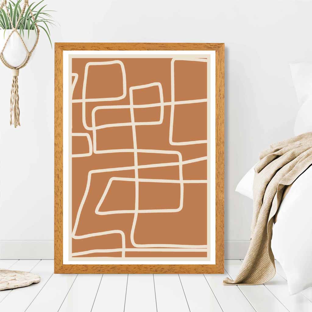 Abstract Terracotta, Cream Doodles Art Print | Wall Art Plaza