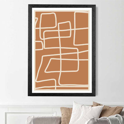 Abstract Terracotta, Cream Doodles Art Print | Wall Art Plaza