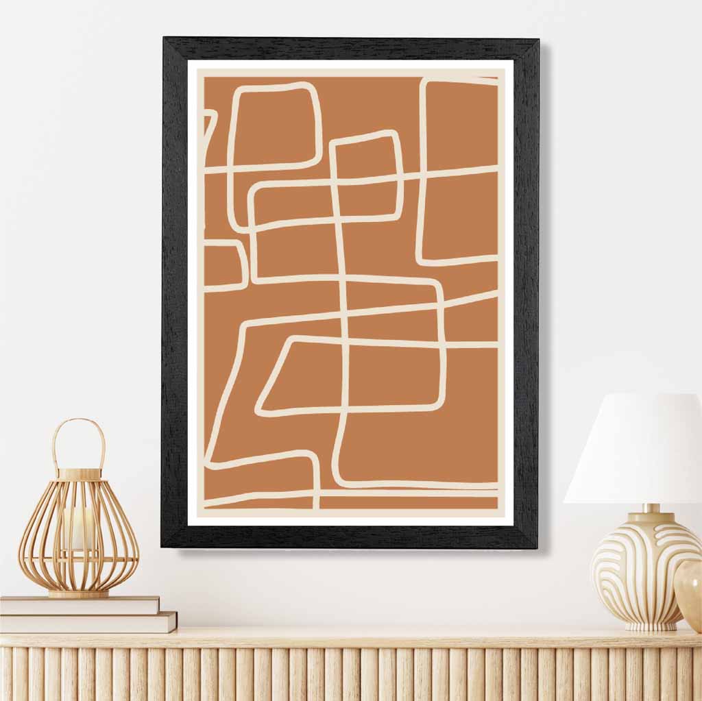 Abstract Terracotta, Cream Doodles Art Print | Wall Art Plaza