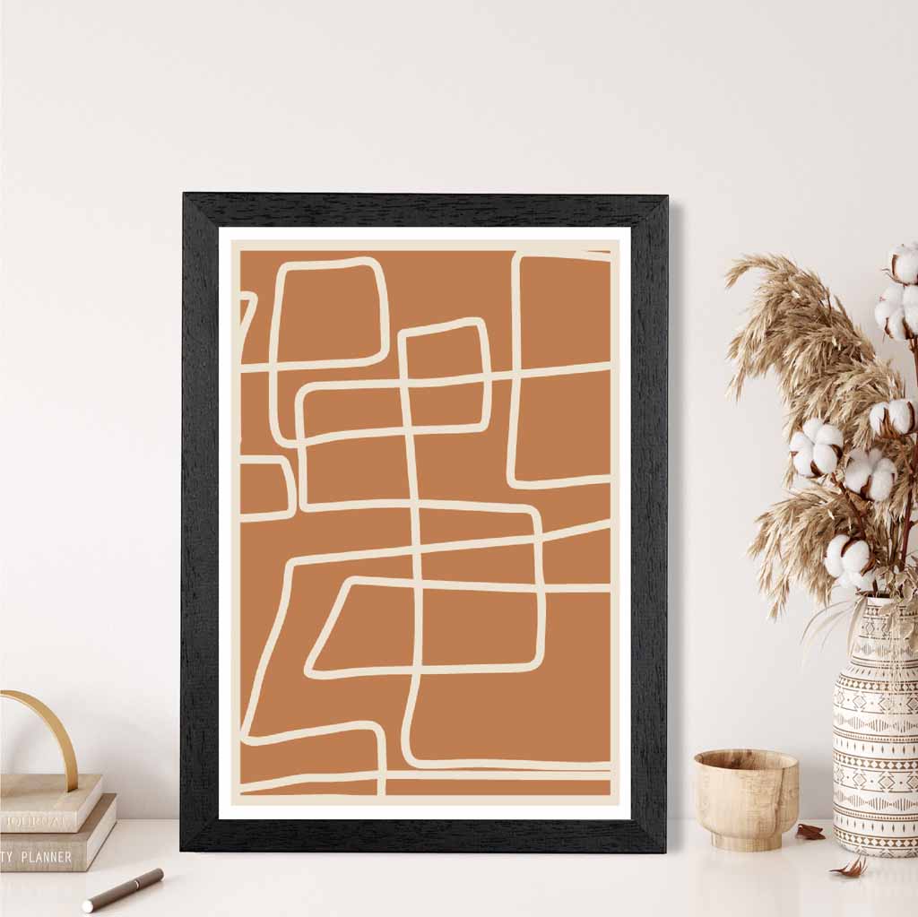 Abstract Terracotta, Cream Doodles Art Print | Wall Art Plaza