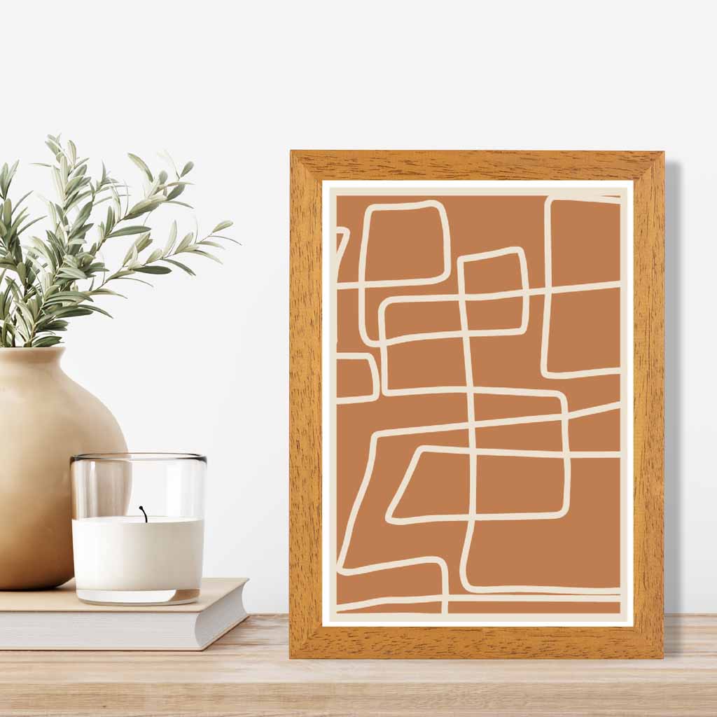 Abstract Terracotta, Cream Doodles Art Print | Wall Art Plaza