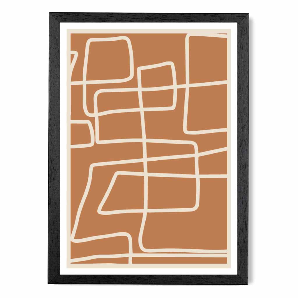 Abstract Terracotta, Cream Doodles Art Print | Wall Art Plaza